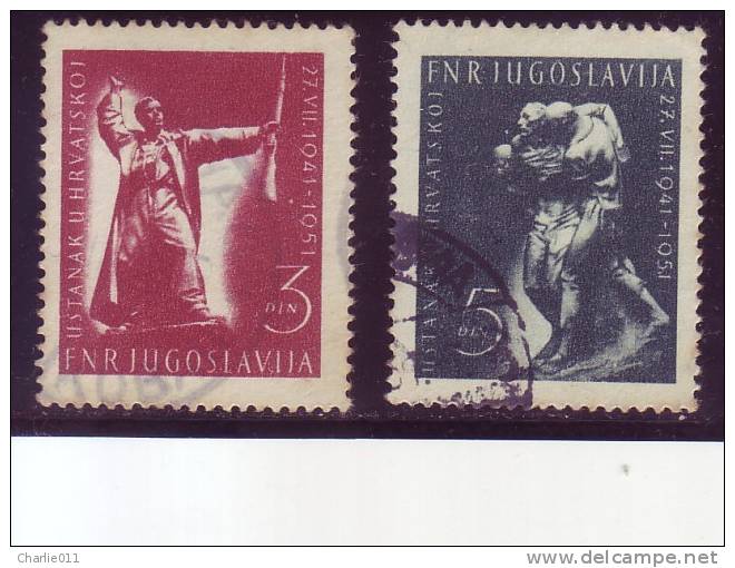 REBELLION IN CROATIA-10 ANNIV-SET-M OREŠKOVIC-NATIONAL HERO-SCULPTURE-A AUGUSTINCIC-YUGOSLAVIA-1951 - Used Stamps