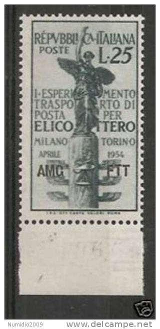 1954 TRIESTE A ELICOTTERO VARIETA' MNH ** - RR6040-3 - Mint/hinged