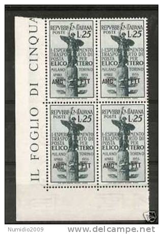 1954 TRIESTE A ELICOTTERO QUARTINA MNH ** - RR6039-9 - Mint/hinged