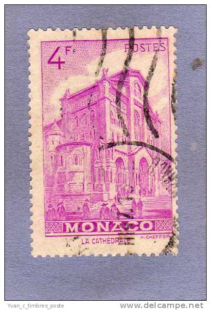 MONACO TIMBRE N° 278 OBLITERE CATHEDRALE DE MONACO 4F LILAS ROSE - Used Stamps