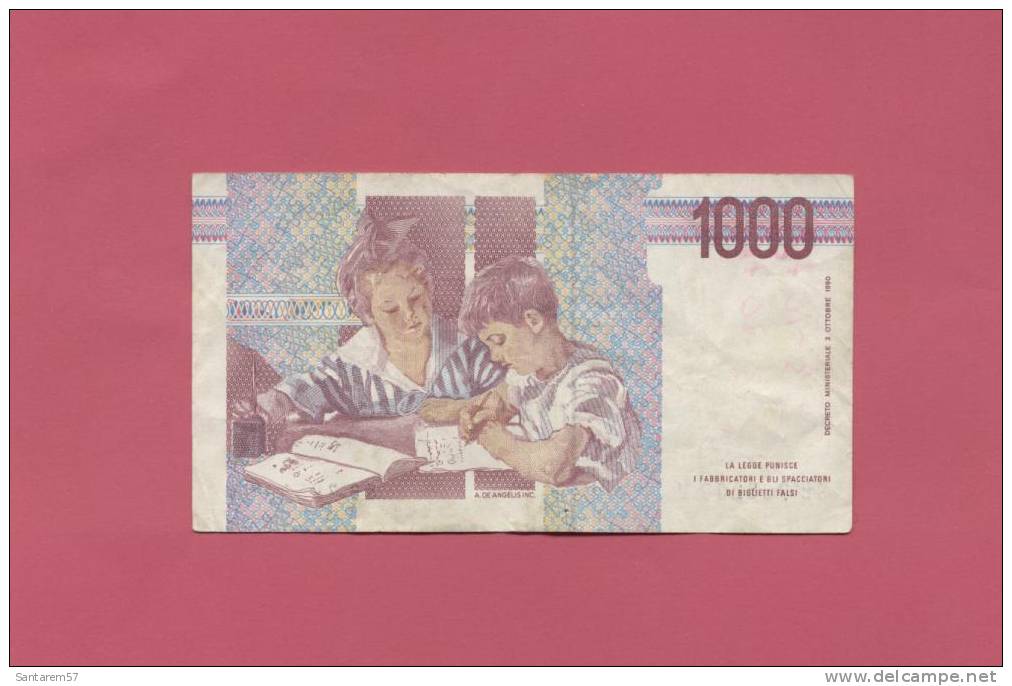 Billet De Banque Nota Banknote Bill 1000 Lire Mille ITALIE ITALIA - Andere & Zonder Classificatie