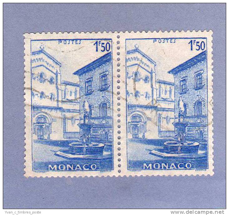 MONACO TIMBRE N° 276 OBLITERE PLACE SAINT NICOLAS 1F50 OUTREMER PAIRE HORIZONTALE - Gebruikt