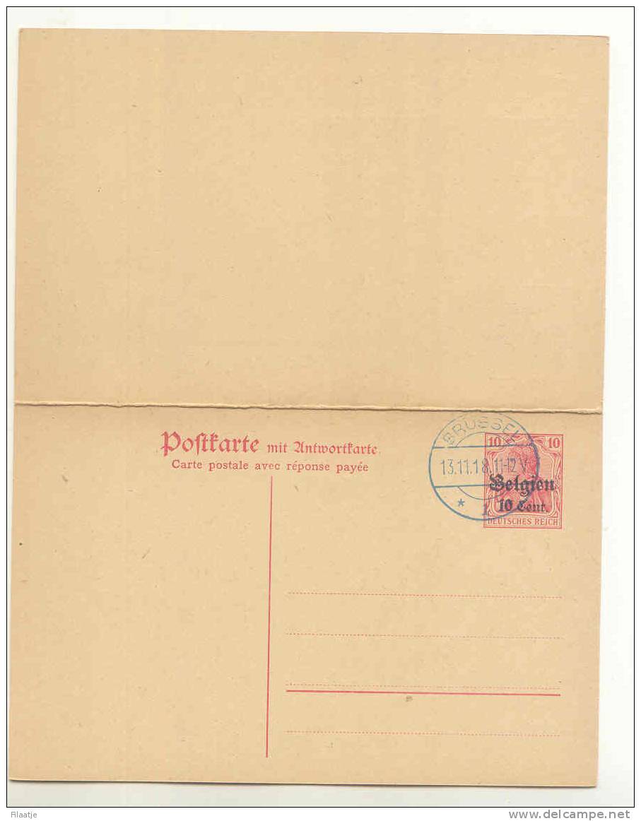 Briefkaart Met Antwoordkaart 13  Afgestempeld Maar Niet Gelopen - German Occupation