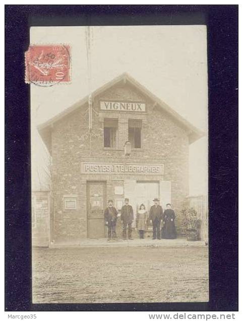 Vigneux Carte Photo Beau Plan De La Poste Avec Facteurs & Le Receveur ? Postes & Télégraphes  Belle Carte - Vigneux Sur Seine