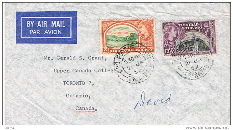 Carta, Aerea, PORT OF SPAIN 1957, ( Trinidad Y Tobago),cover, Lettre, Letter - Trinité & Tobago (1962-...)