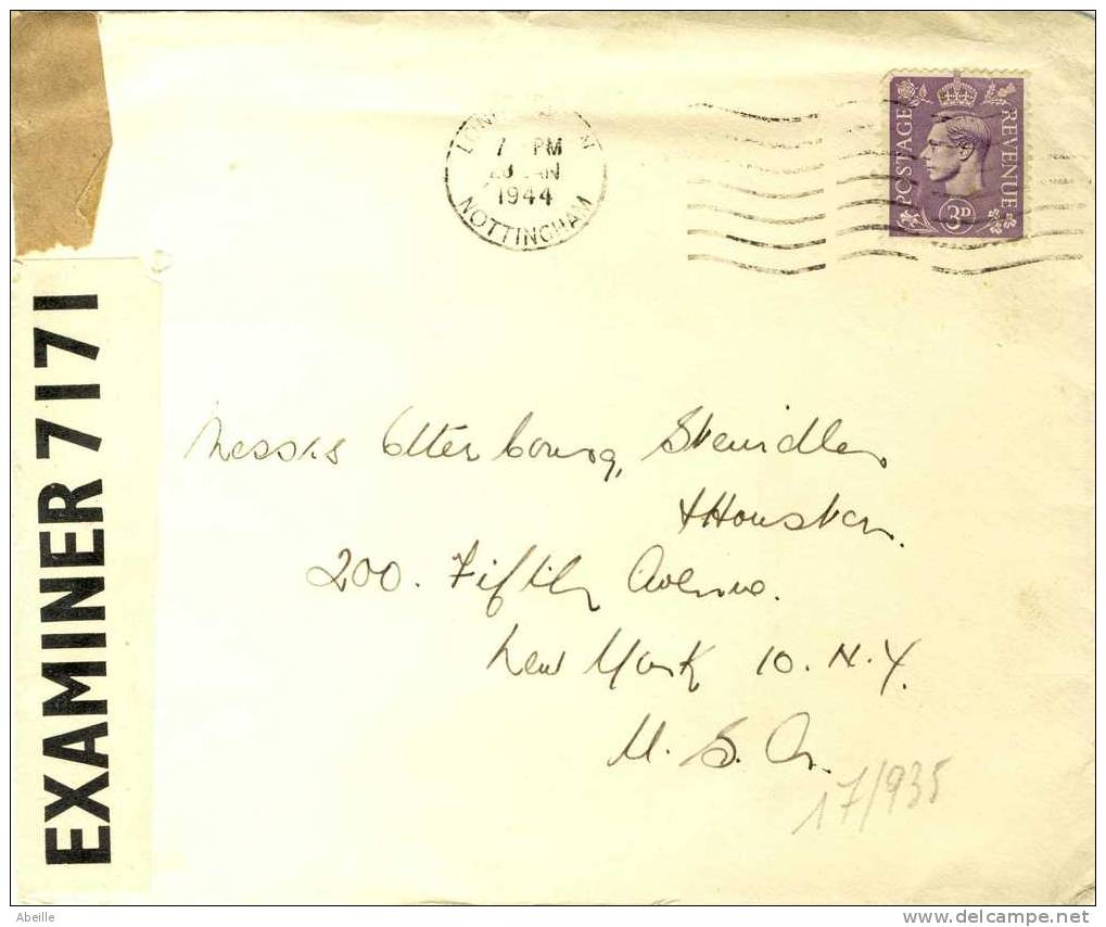 17/935    LETTER TO USA  CENSURED - Postmark Collection