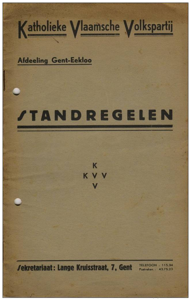 Katholieke Vlaamsche Volkspartij Gent-Eeklo - Standregelen - Histoire