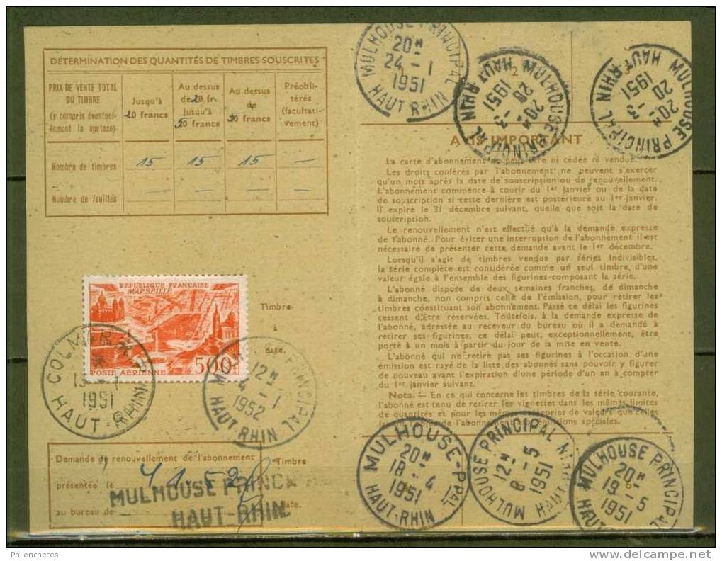 FRANCE PA  N° 27 Obl. S/carte D´abonnement  (rare) - 1927-1959 Lettres & Documents