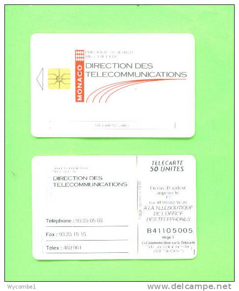 MONACO - Chip Phonecard/Direction Des Telecommunications - Monace