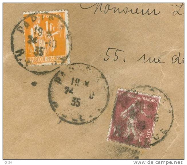 Lettre Chargée , Valeur Declaré 1000 Fr En 1935 , Yvert N°286 X 2 , + 189 , Aa6901 - Covers & Documents