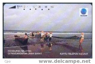 # INDONESIA S208 Kehidupan Nelayan The Fishermans Life 100 Tamura 11.93  Tres Bon Etat - Indonésie