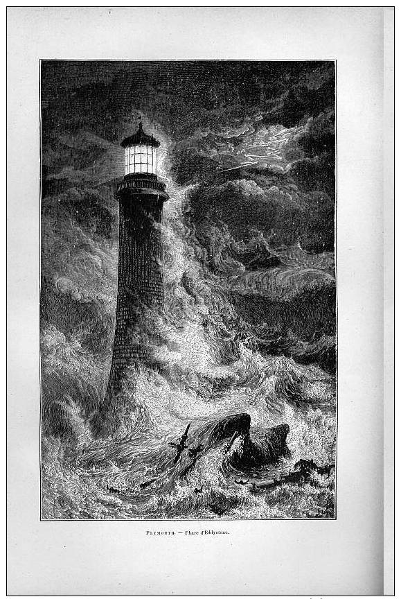 Gravure (Etching) De 1892 – 117 Ans D’âge ! – Angleterre - Plymouth, Phare D'Eddystone - - Ohne Zuordnung