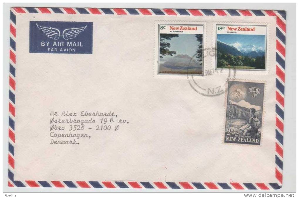 New Zealand Air Mail Cover Sent To Denmark 6-8-1974 - Posta Aerea