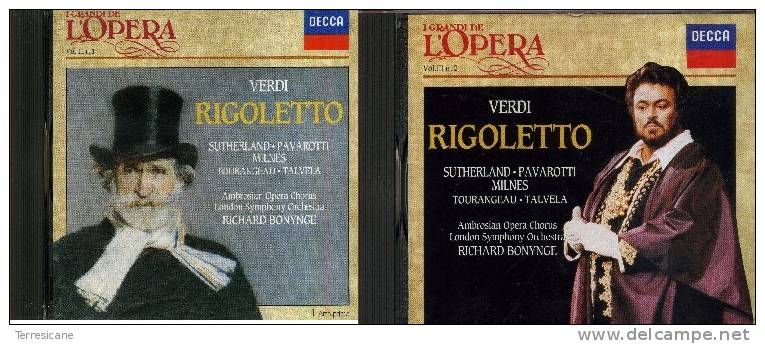 X VERDI RIGOLETTO OPERA COMPLETA 2 CD SUTHERLAND PAVAROTTI MILNES DECCA - Opéra & Opérette