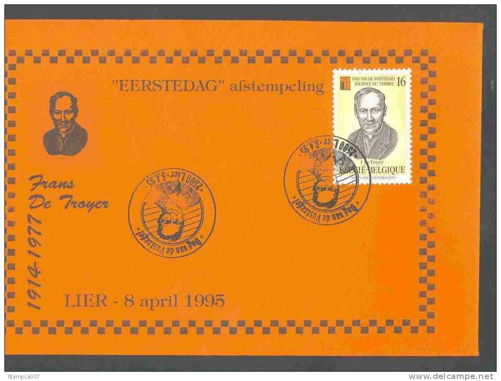 OCB Nr 2596 Frans De Troyer Eerste Dag Stempel OMGEKEERD !!!  LIER 08-04-1995 - Covers & Documents
