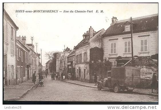 CPA 95-SOISY-sous-MONTMORENCY-Rue Du Chemin-vert-Personnages Et Camionette*immatrulation 9493 RB 4-SUIT75 18 - Soisy-sous-Montmorency