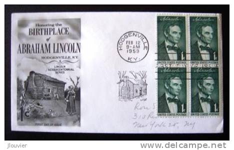 Enveloppe 1er Jour - U.S. Postage.  First Day Of Issue. Honoring The Birthplace Of Abraham Lincoln. - 1951-1960