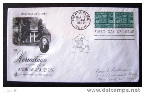 Enveloppe 1er Jour - U.S. Postage.  First Day Of Issue. The Hermitage Beloved Home Of Andrew Jackson. - 1951-1960