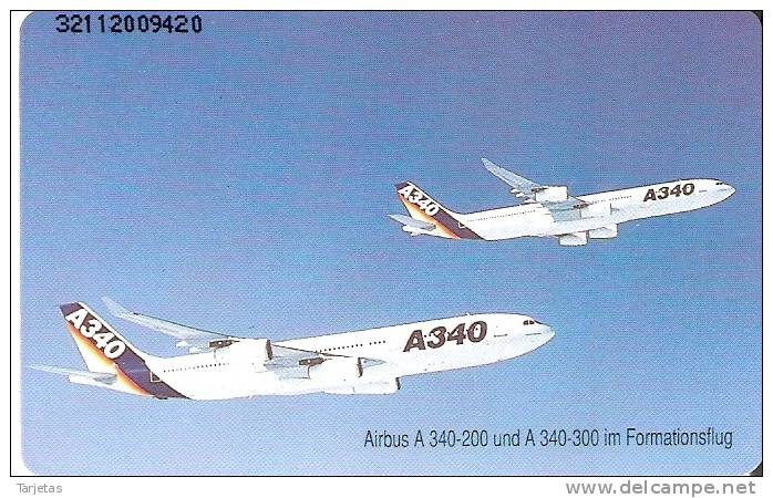 TARJETA DE ALEMANIA DE UN AVION AIRBUS A-340-300  TIRADA 12000 (PLANE) NUEVA-MINT - Aviones