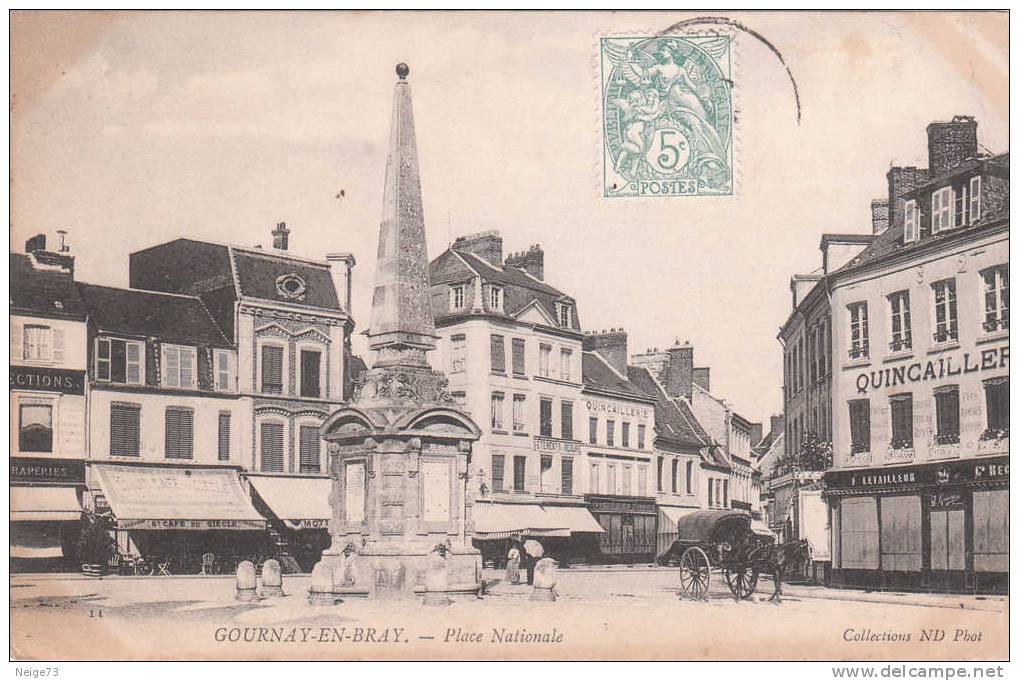 Cpa Du 76 - Gournay En Bray - Place Nationale - Devanture De (quincaillerie) - Gournay-en-Bray