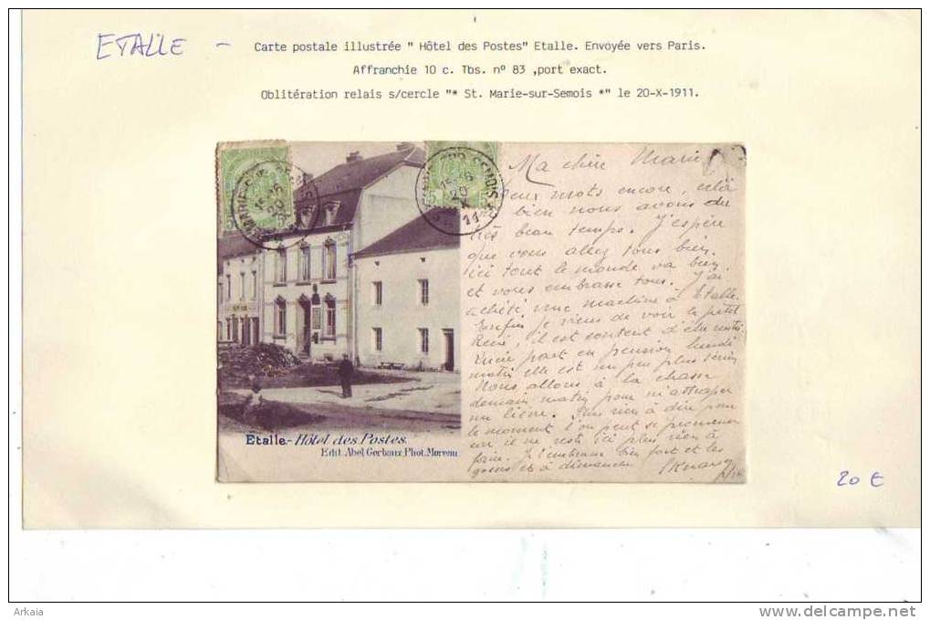 ETALLE = Hôtel Des Postes  (1911) - Etalle