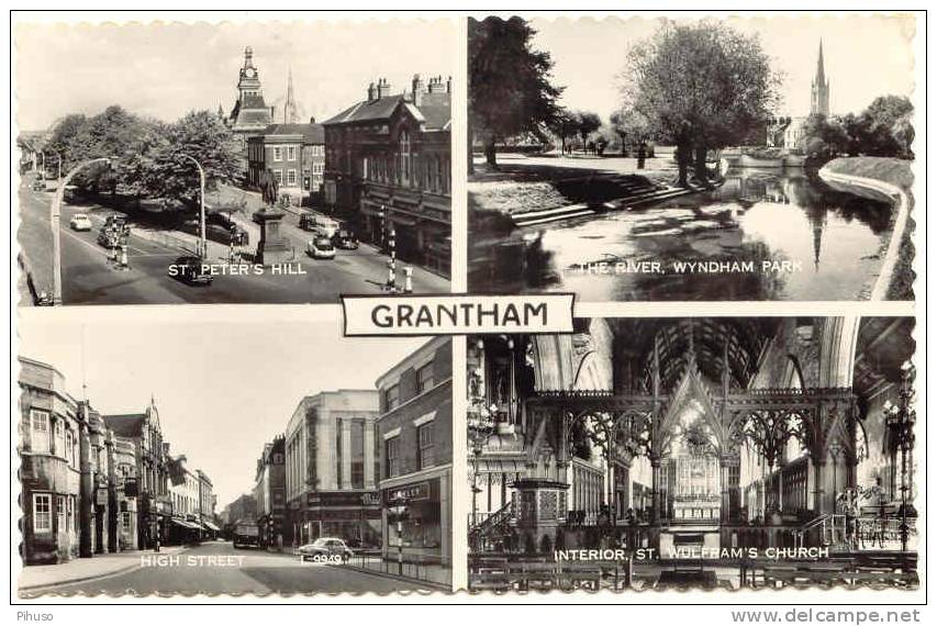 UK127 : GRANTHAM : 4-picture Postcard - Andere & Zonder Classificatie