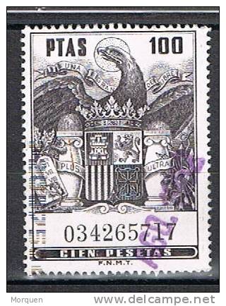 Poliza  100 Pts Estado Español , Violeta Negro - Revenue Stamps