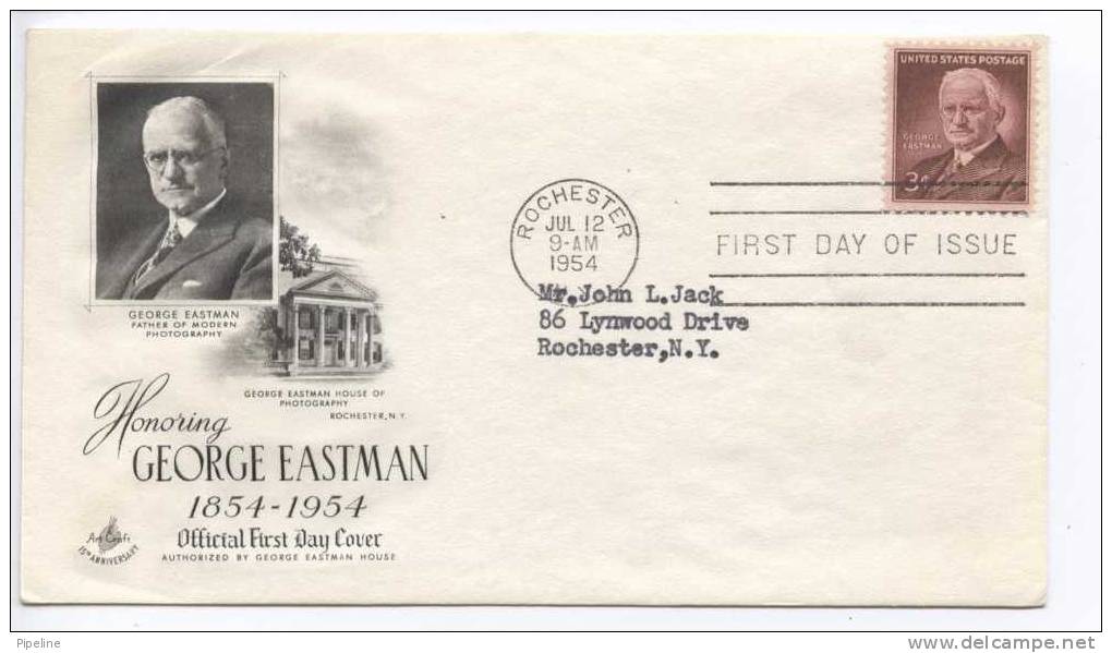 USA FDC George Eastman Rochester 12-7-1954 With Cachet - 1951-1960