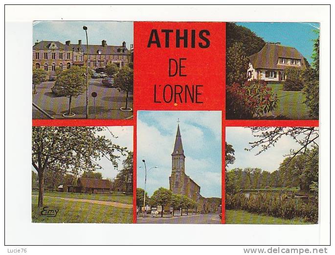 ATHIS DE L´ORNE -  5 Vues  :  La Place St Vigor, L´Eglise Et Place St Vigor, Camping à La Ferme De La Ribardière - - Athis De L'Orne