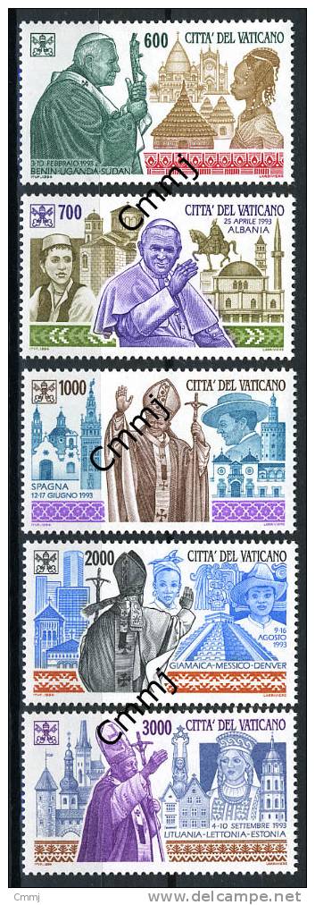 1994 - VATICANO - VATIKAN - Sass. 999/1003 - I Viaggi Del Papa - MNH - Stamps Mint - Nuovi