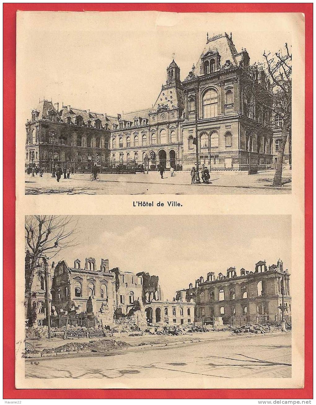 H1418 L´HOTEL DE VILLE PARIS ? 2 VUES LES RUINES 1946 ? 2 SCANS - Autres & Non Classés