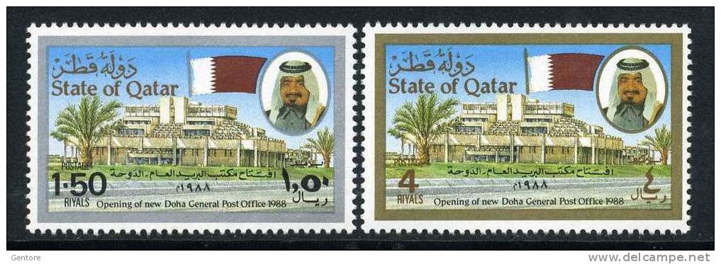 QATAR 1988 Central Post Office  Cpl, Set Of 2 Value Cat. Yvert N° 560/61   Absolutely Perfect MNH ** - Qatar