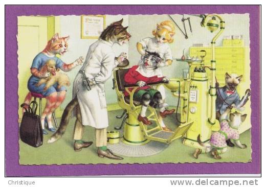 Alfred Mainzer, Cats At The Dentist. No.4990.  1960s - Cats