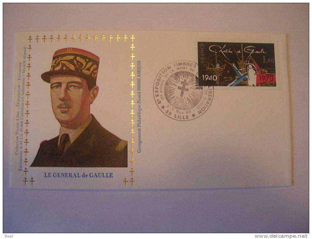 ENVELOPPE - Xe Anniversaire De La Mort Du Général De GAULLE - Cachet Lille (59) - - De Gaulle (General)