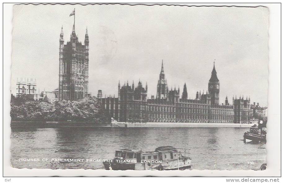 Houses Of Parliament From The Thames, LONDON; Boat; Postée De CRICKLEWOOD; 1964 ; B/TB - River Thames