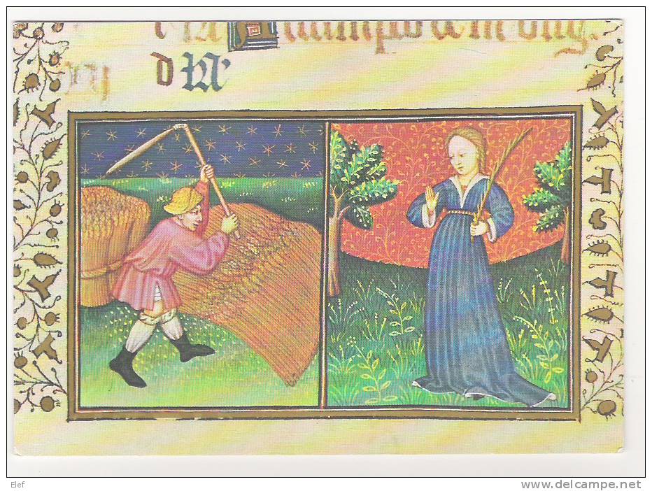 THRESHING;Occupation Of The Month (August) & Associated Sign Of The Zodiac ( VIRGO);Calendar Of The Book Of Hours;TB - Astrology