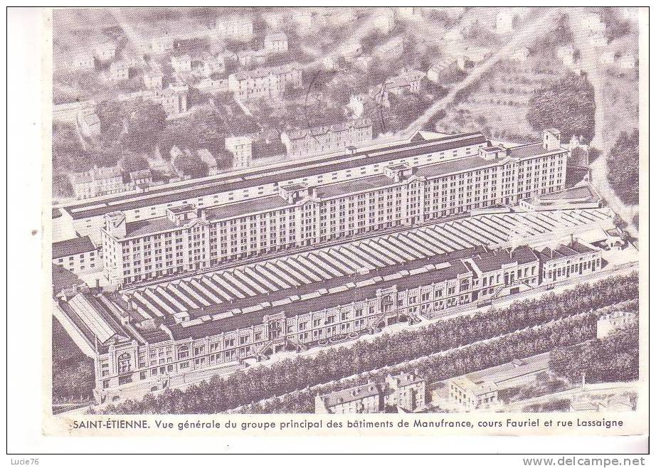 SAINT ETIENNE - Vue Générale Groupe Principal Des Bâtiments  MANUFRANCE, Cours FAURIEL & Rue LASSAIGNE - Dos Retard De - Shops