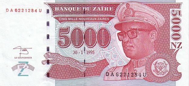 ZAÏRE    5 000 Nouveaux Zaïres  Daté Du 30-01-1995   Pick 69  Signature 11     *****BILLET  NEUF***** - Zaïre