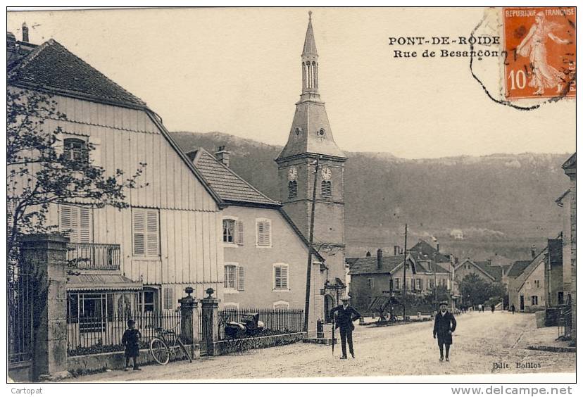 CPA 25 PONT-DE-ROIDE - Rue De Besançon ( Belle Animation De 1915 ) - Besancon