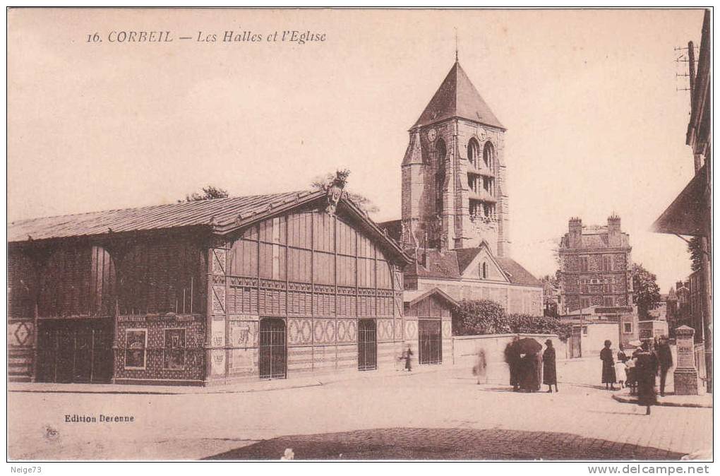 Cpa Du 91 - Corbeil - Les Halles Et L'Eglise - Corbeil Essonnes