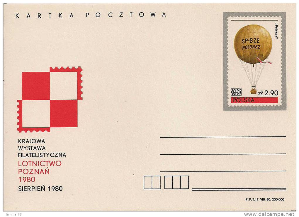 POLAND 1980 Cp 764 NATIONAL STAMP EXHIBITION 'AVIATION' , POZNAN 1980 Mint - Unused Stamps