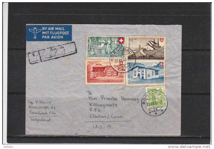 Suisse  -  Lettre De 1946  -  Griffe  -  Expédié Vers Les USA - Oblitéraion Rorscharh - Storia Postale