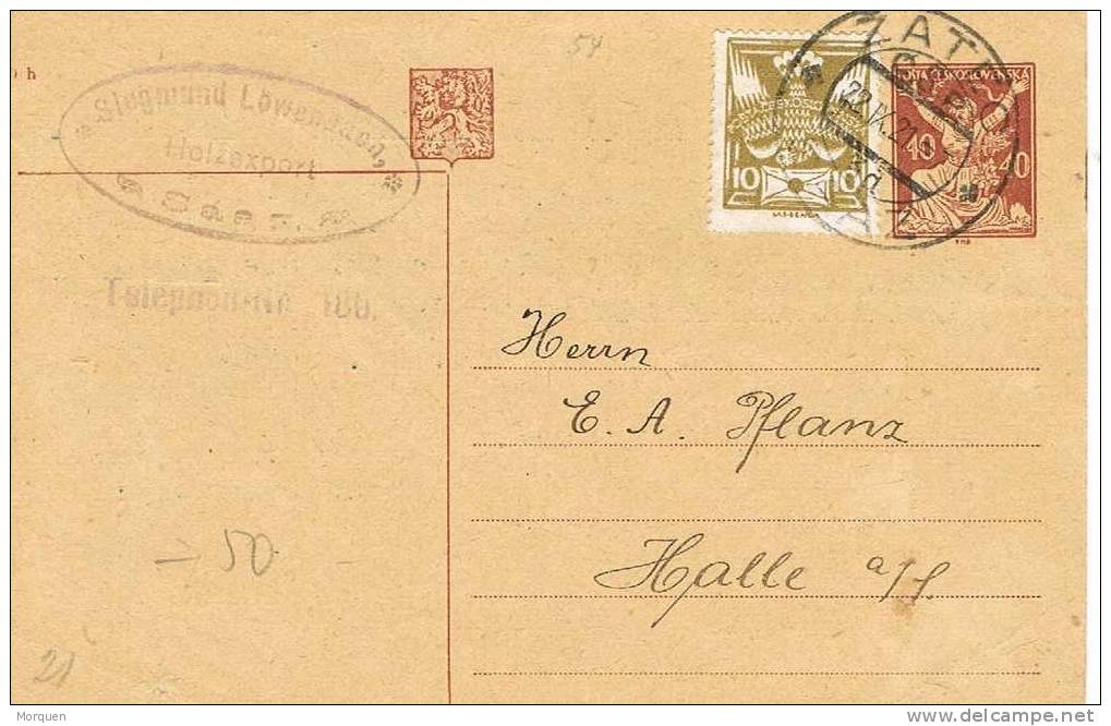 Entero Postal ZATEC (Checoslovaquia)  1921 - Cartes Postales