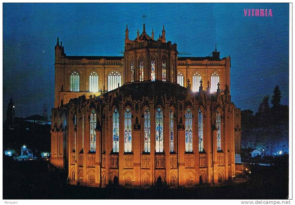 Postal VITORIA. Catedral Nueva, Vista Nocturna - Álava (Vitoria)