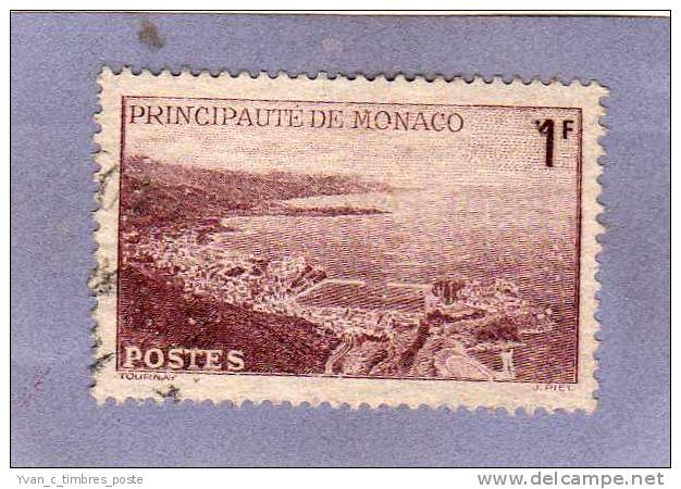 MONACO TIMBRE N° 256 OBLITERE VUE GENERALE DE LA PRINCIPAUTE 1F BRUN LILAS - Used Stamps