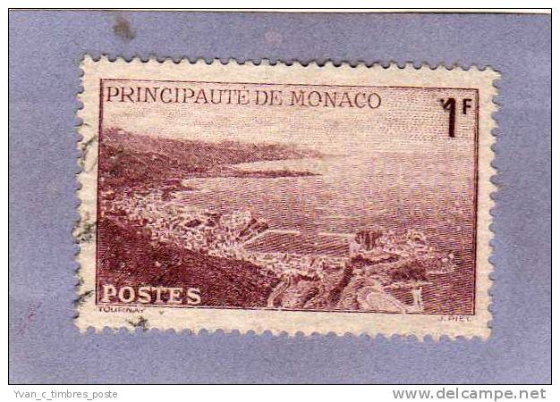 MONACO TIMBRE N° 256 OBLITERE VUE GENERALE DE LA PRINCIPAUTE 1F BRUN LILAS - Gebruikt