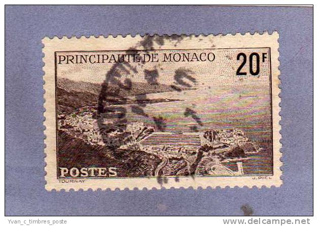 MONACO TIMBRE N° 263 OBLITERE VUE GENERALE DE LA PRINCIPAUTE 20F BRUN NOIR - Usati