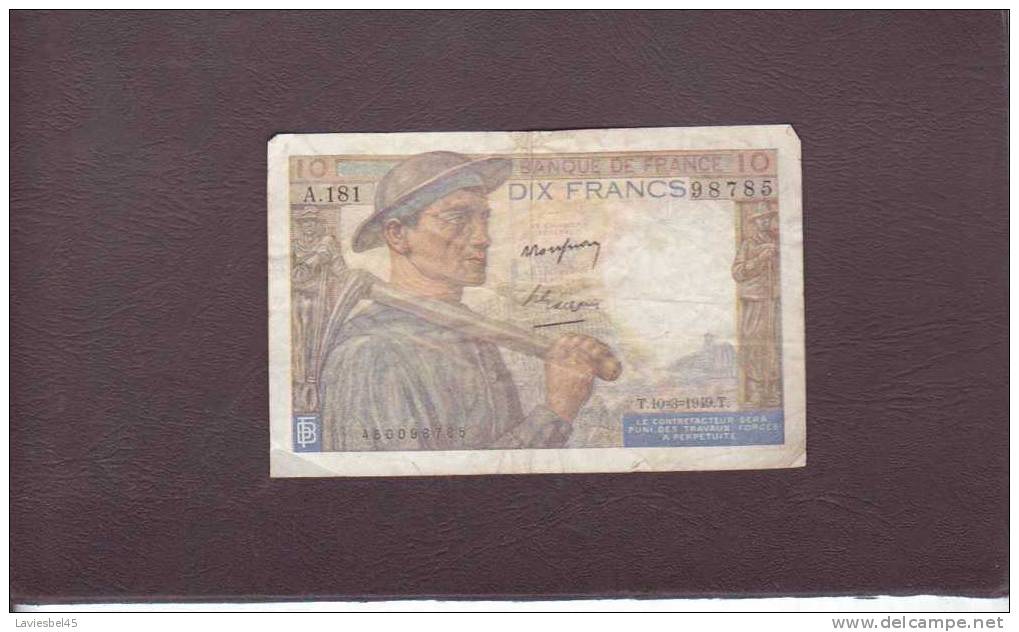 BILLET DIX FRANCS MINEUR N° A. 181 6 ANNEE 1949 - 10 F 1941-1949 ''Mineur''