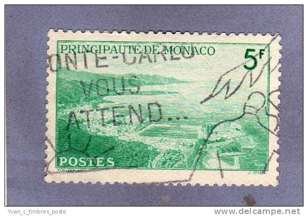 MONACO TIMBRE N° 310A OBLITERE VUE GENERALE DE LA PRINCIPAUTE 5F BLEU VERT - Used Stamps