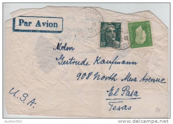 TP 698 Marianne De Dulac -713 Marianne De Gandon S/L.Avion Villeneuve 1945 Etat Moyen V.El Paso(Texas USA) 3343 - 1927-1959 Lettres & Documents